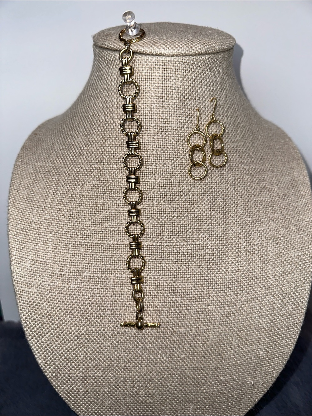 Monet Gold Linked Loop Drop Earrings & Matching Bracelet Set